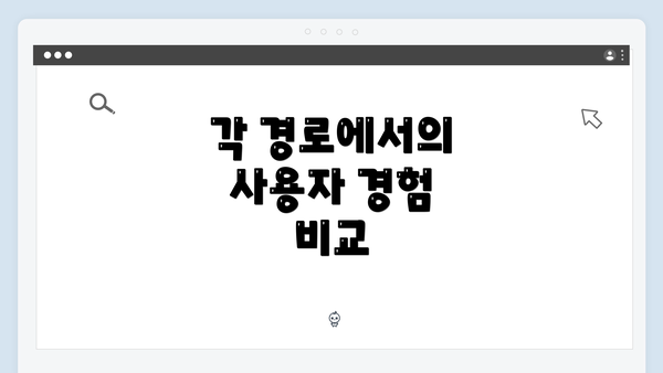 각 경로에서의 사용자 경험 비교