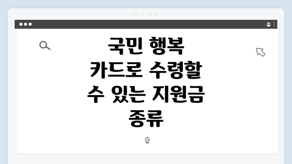 국민 행복 카드로 수령할 수 있는 지원금 종류