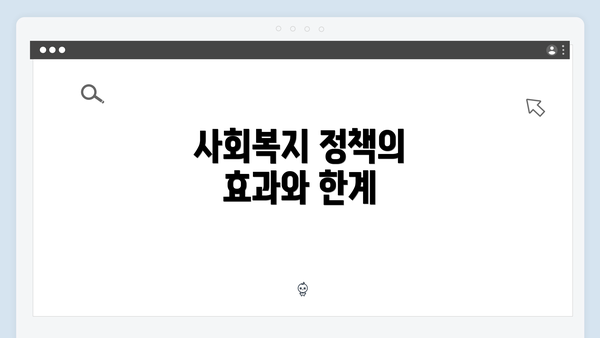 사회복지 정책의 효과와 한계
