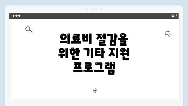 의료비 절감을 위한 기타 지원 프로그램