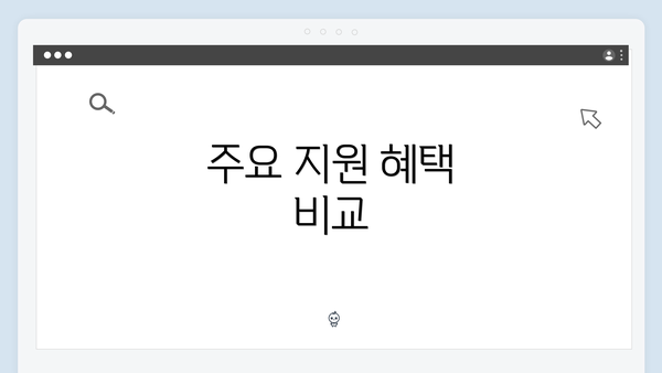 주요 지원 혜택 비교