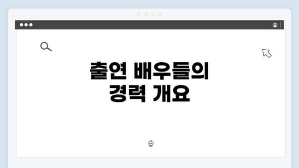 출연 배우들의 경력 개요