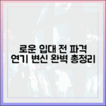 로운 입대 전 연기 변신 완벽 가이드