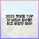 고양이 집사를 위한 특화 보장, 2025년 최고의 펫보험 추천