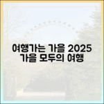 2025 가을 여행: 누구나 떠나는 '여행가는 가을