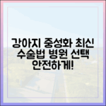 강아지 중성화 수술, 최신 수술법과 안전한 병원 선택 가이드