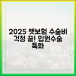 수술비 걱정 덜어주는 2025년 입원·수술비 특화 펫보험 비교 추천
