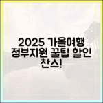 2025 가을 여행: 정부 지원 꿀팁, 누구나 할인!