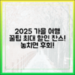 2025 가을 여행, 할인 꿀팁 놓치지 않을 수 있을까요?