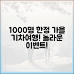 1000명 한정! 당일치기 가을 기차여행, 놀라운 이벤트!