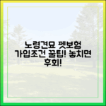 노령견, 노령묘를 위한 펫보험, 가입 조건과 필독 사항