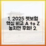 2025년 주요 보험사 펫보험 보장내역 완벽 비교 분석 (A to Z)