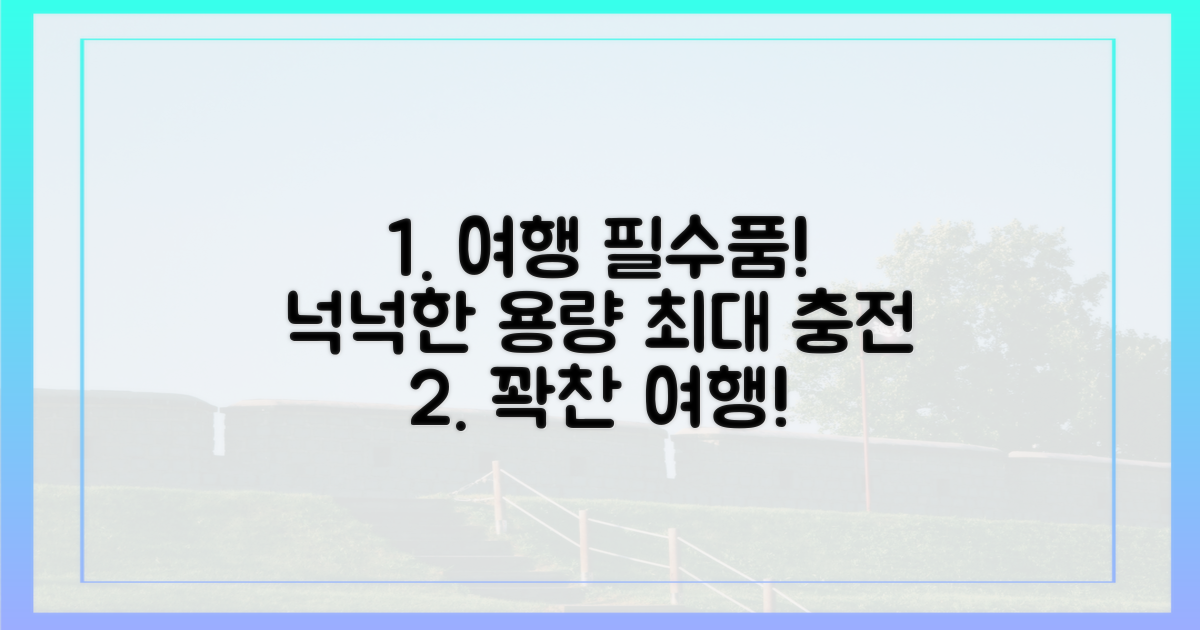 넉넉한 용량, 여행 필수품 충전