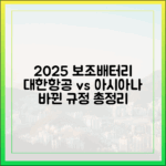 2025년 업데이트: 대한항공, 아시아나항공 보조배터리 규정 비교