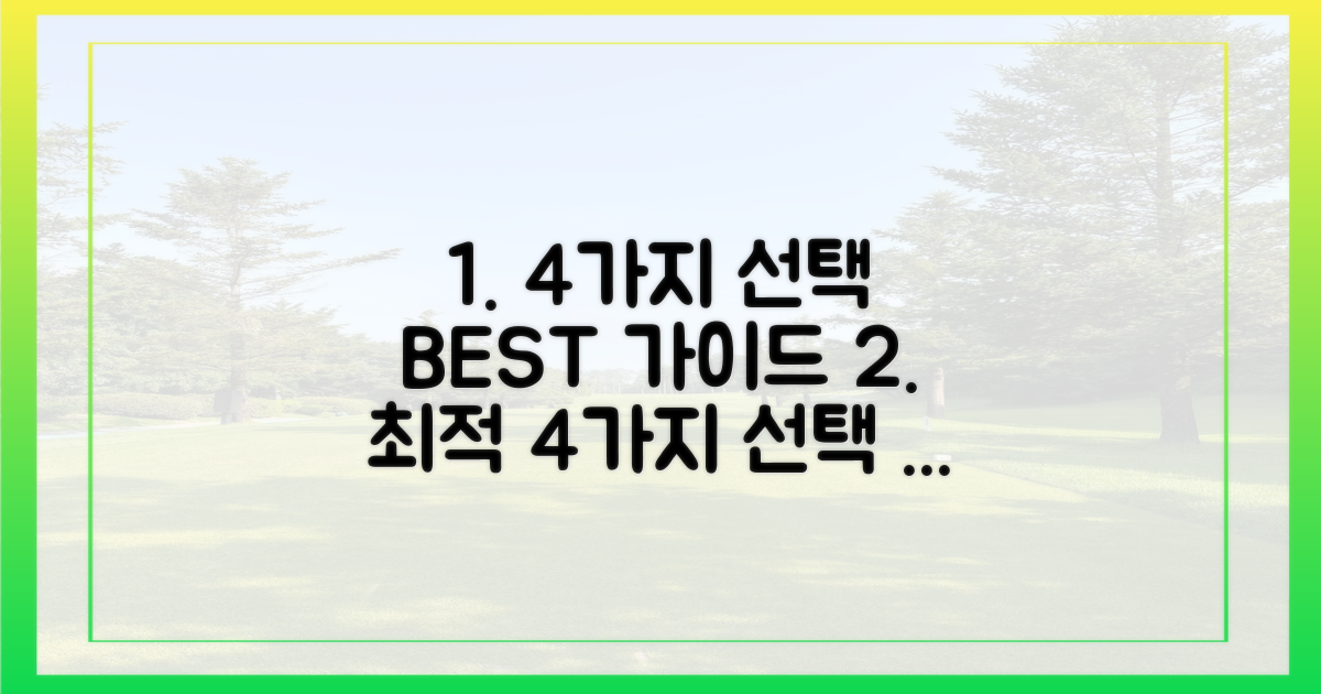 4가지 최적 선택 가이드
