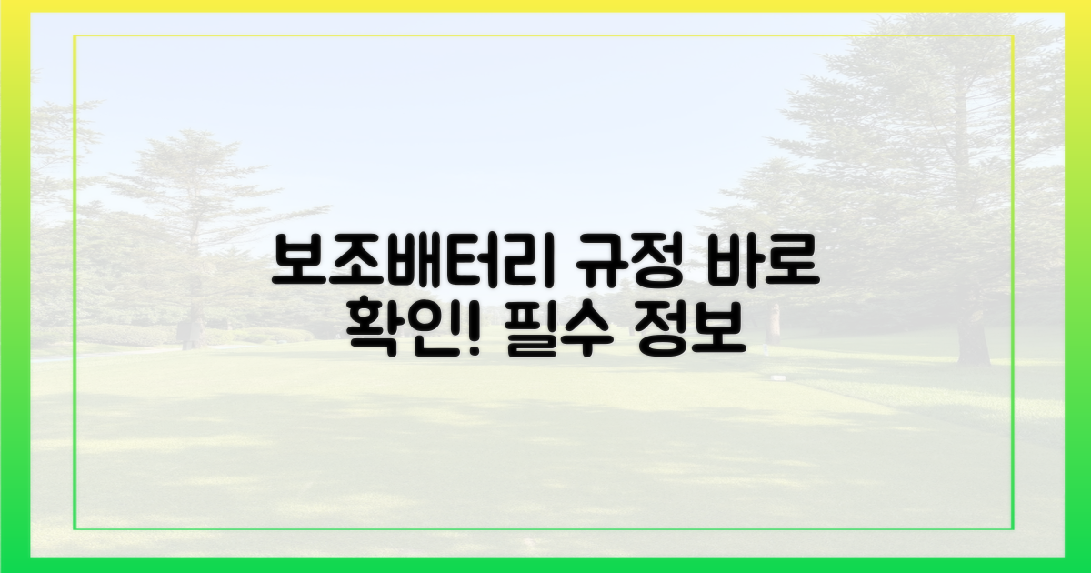 보조배터리 규정, 바로 확인하세요!