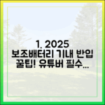 여행 유튜버도 꼭 챙겨보는 2025년 보조배터리 기내 반입 가이드