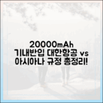 20000mAh 보조배터리 기내반입, 대한항공 vs 아시아나항공 규정 전격 비교