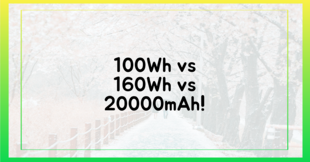 100Wh, 160Wh, 20000mAh 비교