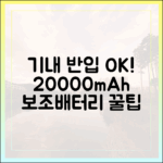 기내 반입 허용! 20000mAh 보조배터리 안전하게 가져가는 방법