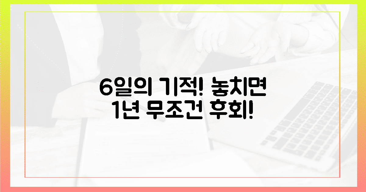단 6일의 기적, 놓치면 1년 후회!