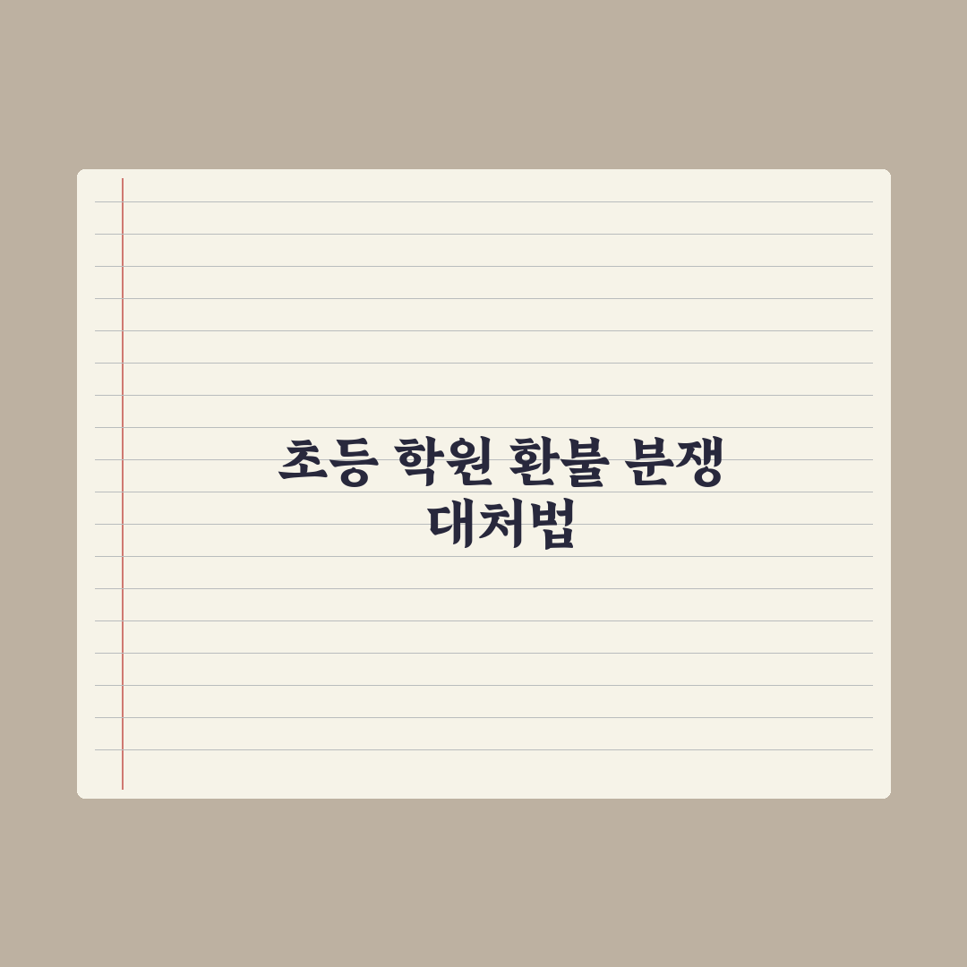 초등 학원 환불 규정과 분쟁 대처법 완벽가이드: 전문가가 분석한 5단계